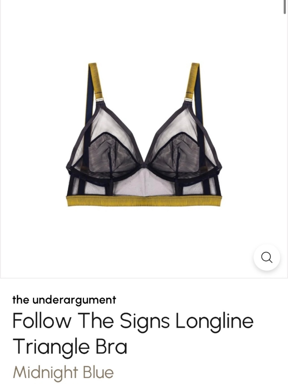 the underargument ‘follow the signs’ longline triangle bra - midnight blue